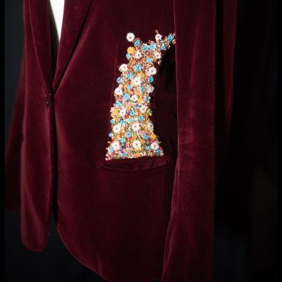 Blazer velluto ricamo fiori