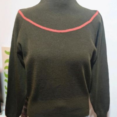 Lupetto vintage Creed Tokvo 100% lana vergine - made in Japan - verde bosco e rosa - taqlia S/M