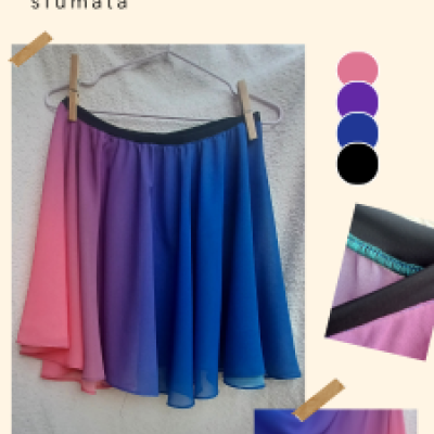 Gonna corta a ruota Volore sfumato Blu viola