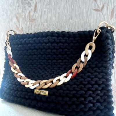 BORSA CHUNKY NERA CON CATENA MULTICOLOR