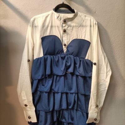 Camicia miniabito bianca/blu