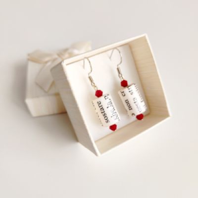 Orecchini acciaio inox libri upcycled